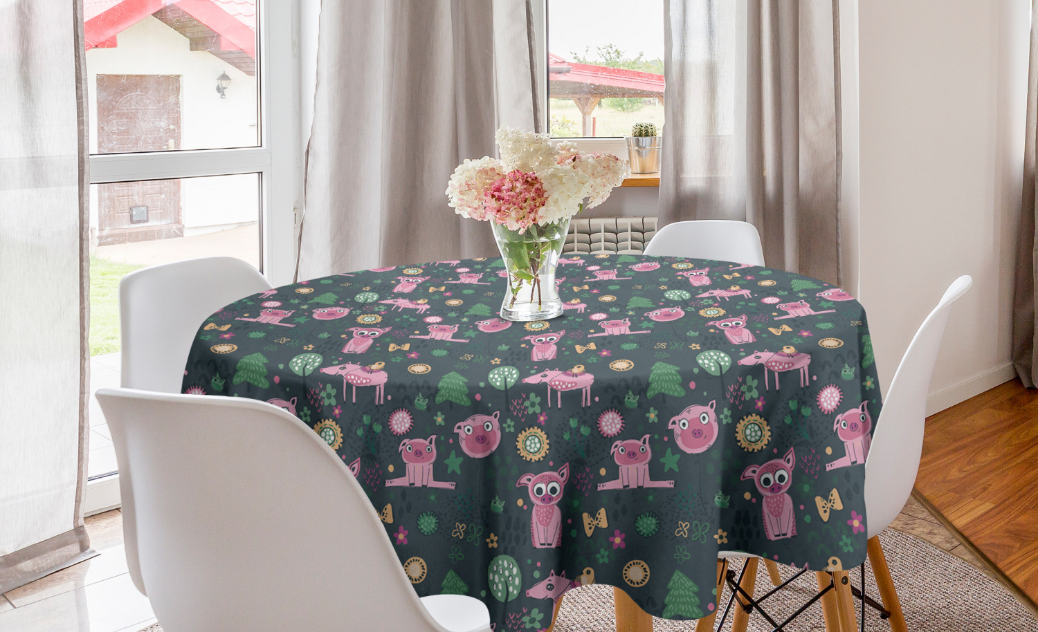 Ambesonne Nursery Round Tablecloth Table Cover for Dining Room Kitchen - Picture 42 of 57