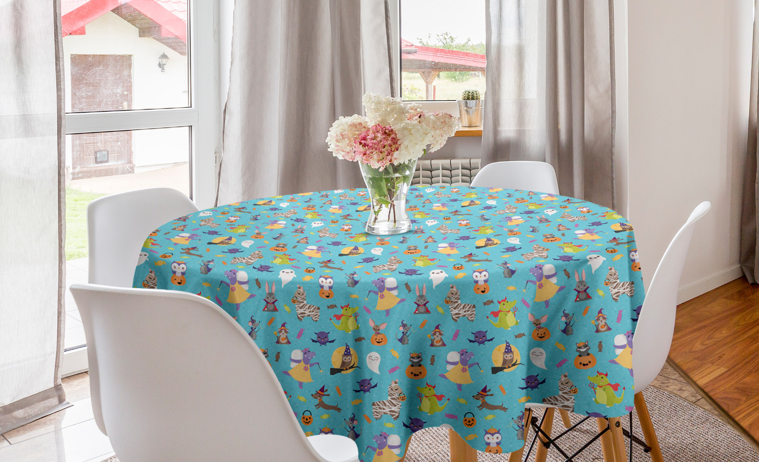 Ambesonne Animal Lover Round Tablecloth Table Cover for Dining Room Kitchen
