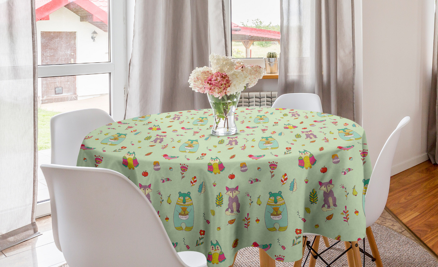 Ambesonne Nursery Round Tablecloth Table Cover for Dining Room Kitchen - Picture 39 of 57