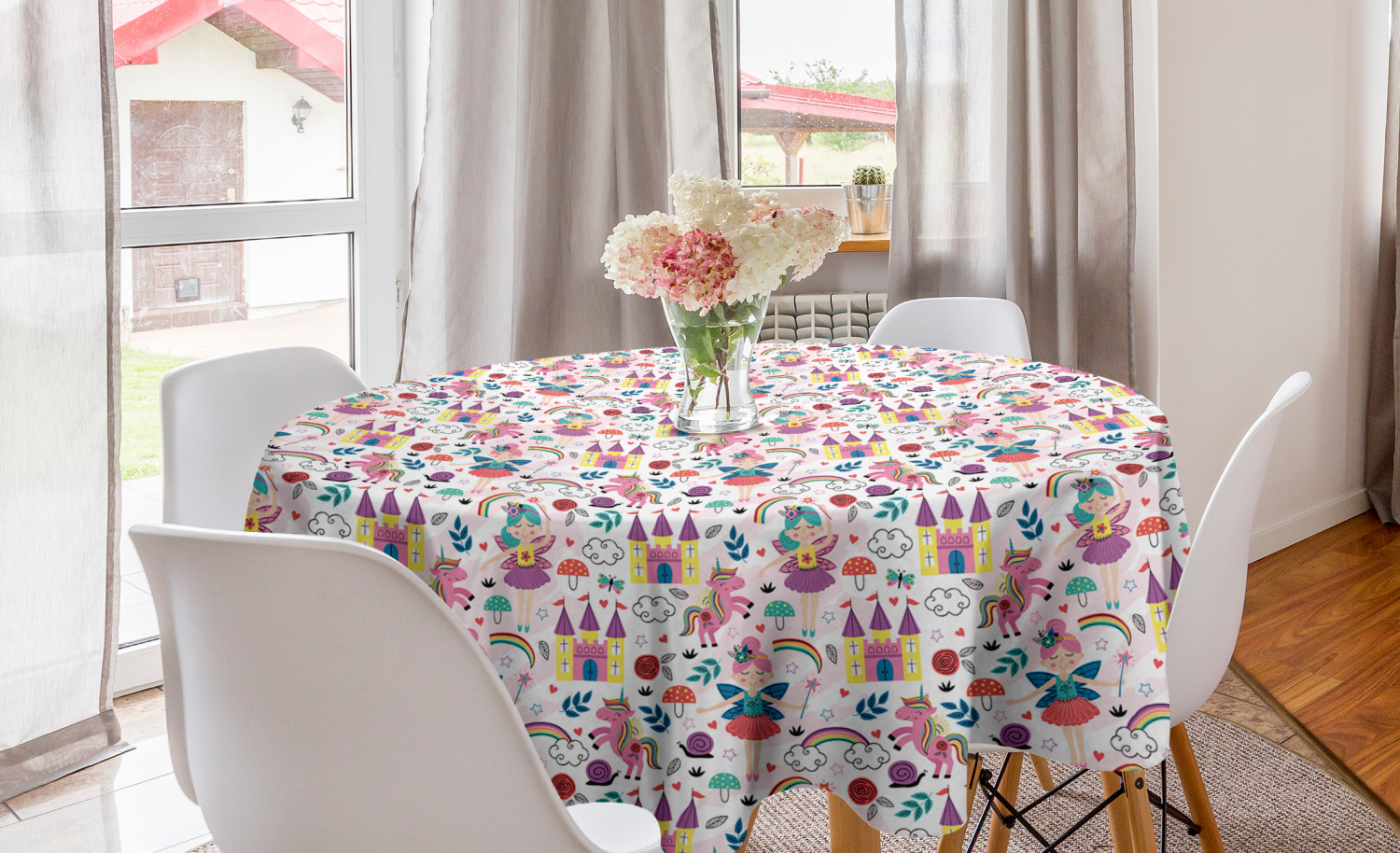 Ambesonne Nursery Round Tablecloth Table Cover for Dining Room Kitchen - Picture 19 of 57