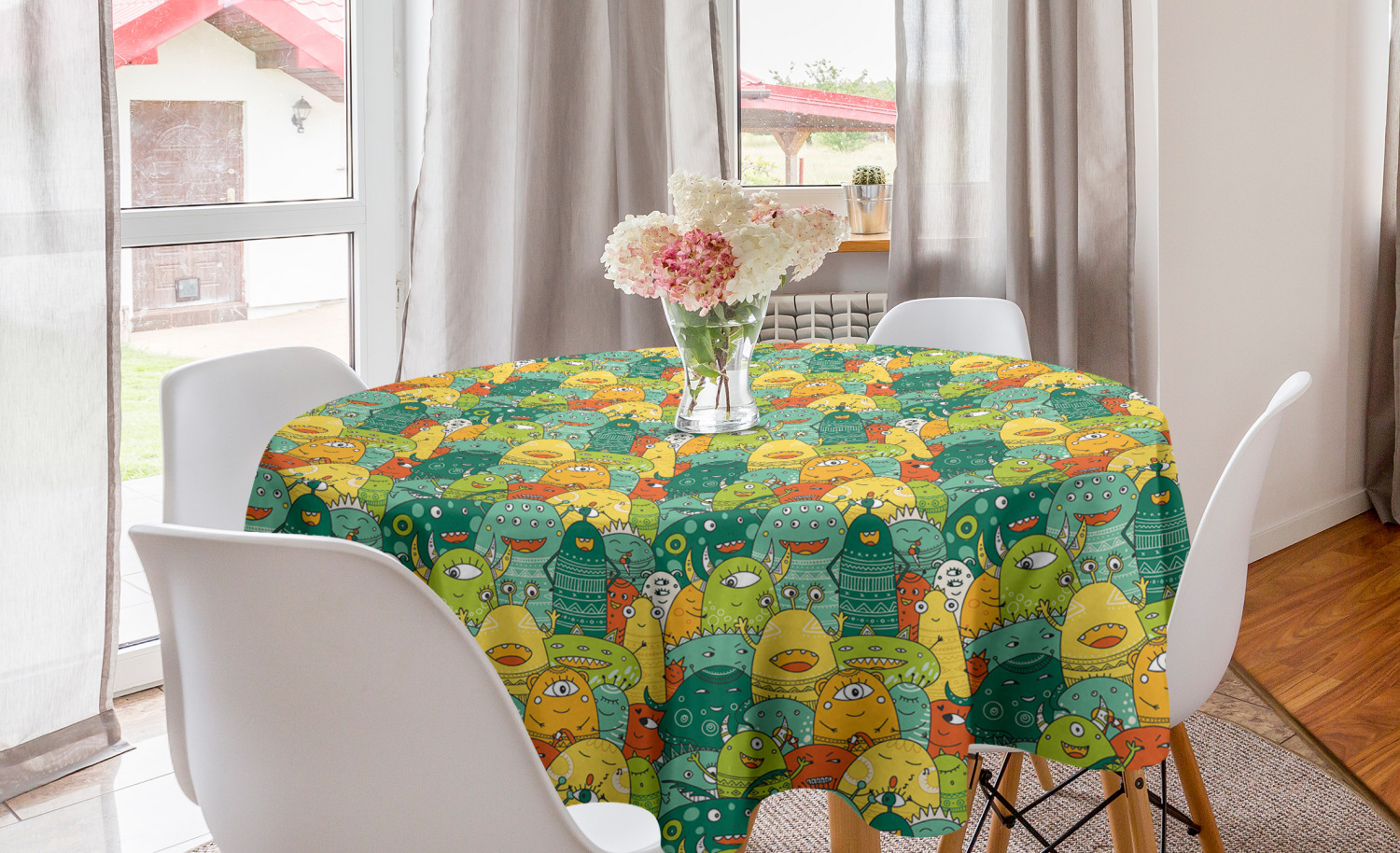 Ambesonne Nursery Round Tablecloth Table Cover for Dining Room Kitchen - Picture 28 of 57