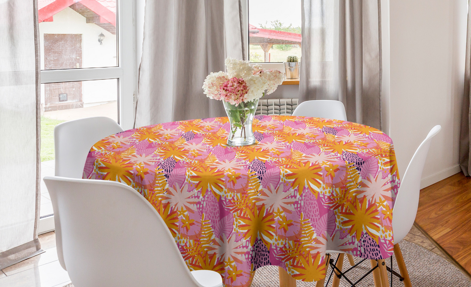 Ambesonne Tropical Design Round Tablecloth Table Cover for Dining Room Kitchen
