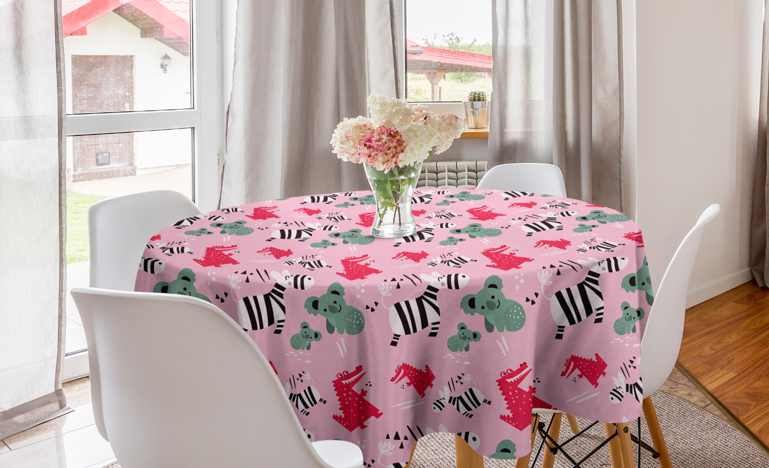 Ambesonne Nursery Round Tablecloth Table Cover for Dining Room Kitchen - Picture 57 of 57