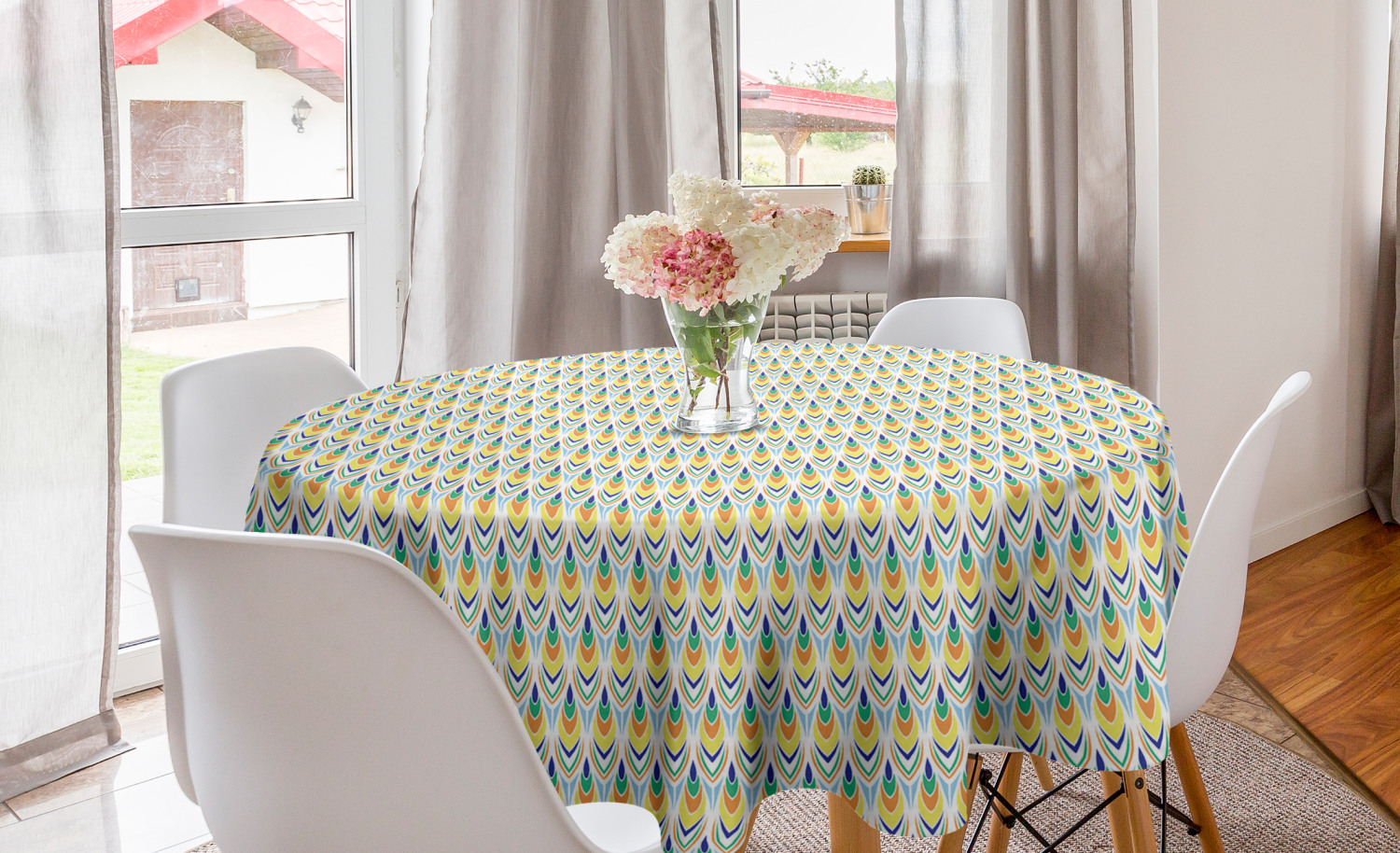 Ambesonne Colorful Element Round Tablecloth Table Cover for Dining Room Kitchen