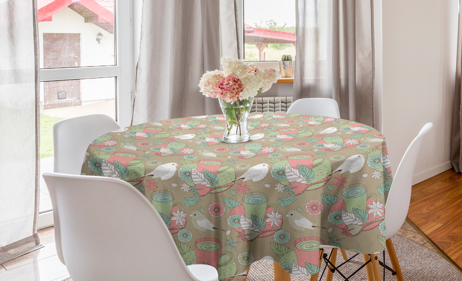 Ambesonne Nature Round Tablecloth Table Cover for Dining Room Kitchen - Picture 49 of 59