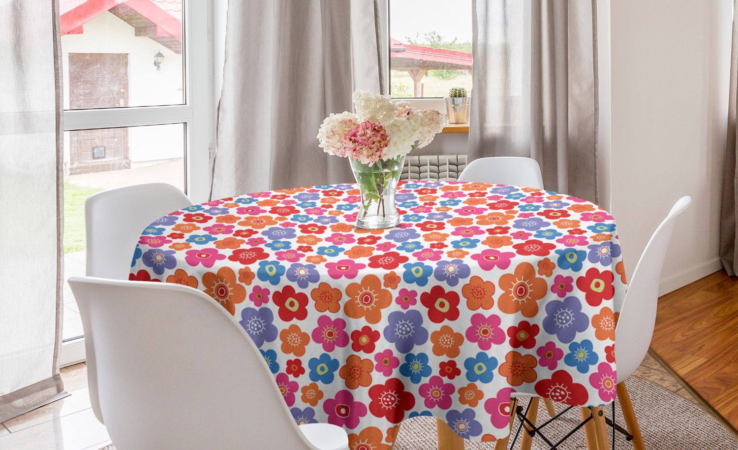 Ambesonne Colorful Scene Round Tablecloth Table Cover for Dining Room Kitchen