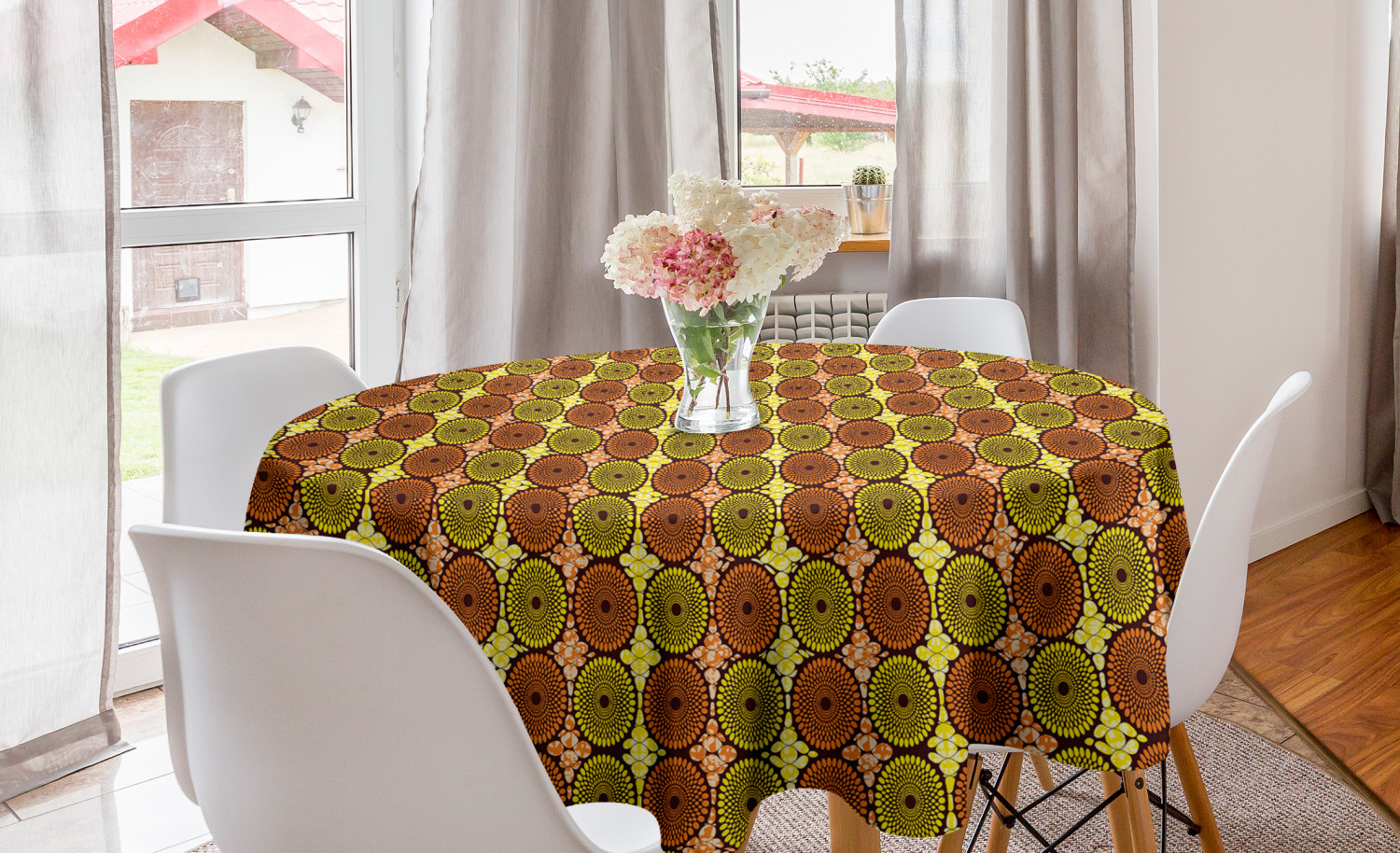 Ambesonne Abstract Pattern Round Tablecloth Table Cover for Dining Room Kitchen