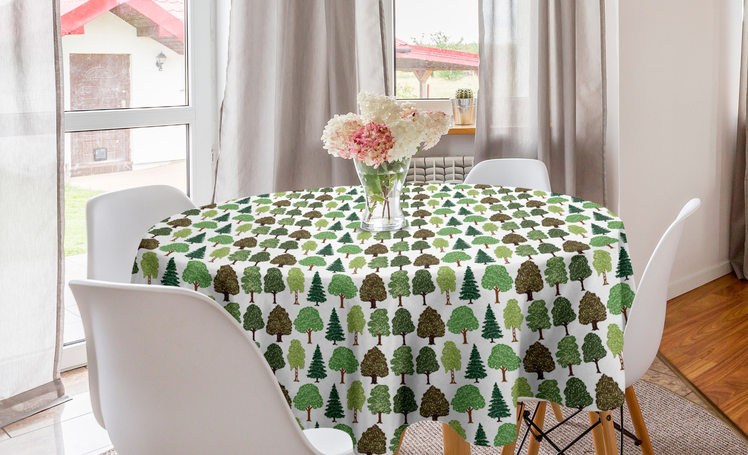 Ambesonne Forest Round Tablecloth Table Cover for Dining Room Kitchen