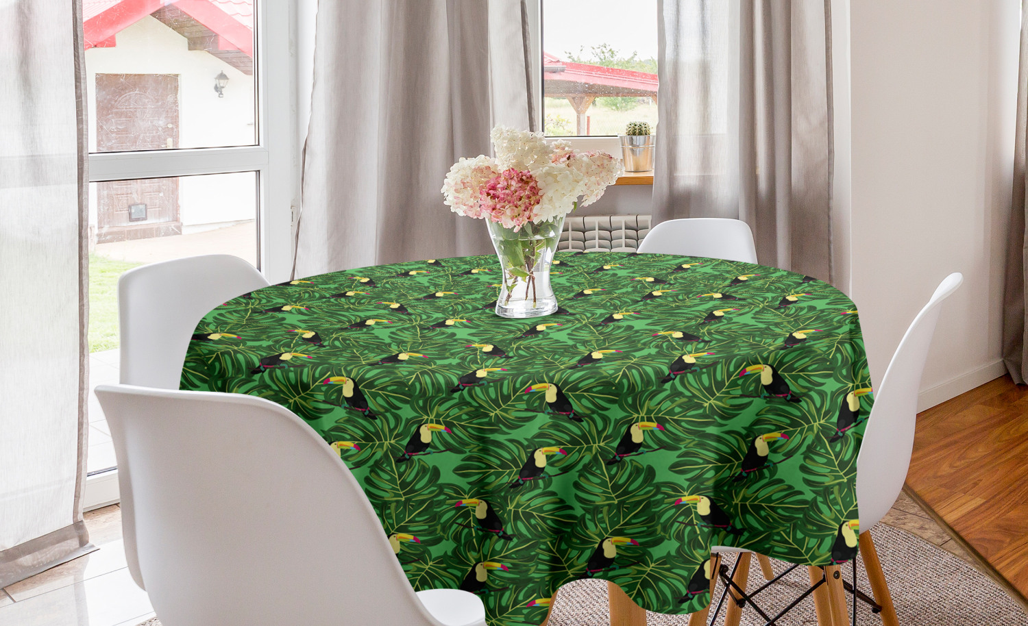 Ambesonne Tropical Summer Round Tablecloth Table Cover for Dining Room Kitchen