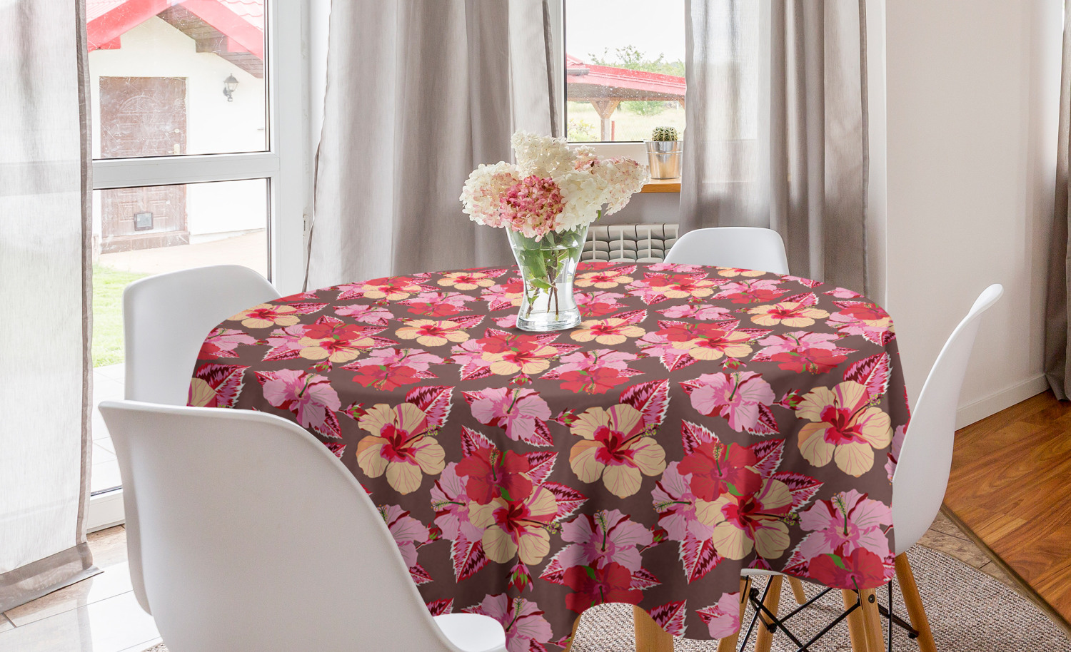 Ambesonne Flower Bloom Round Tablecloth Table Cover for Dining Room Kitchen