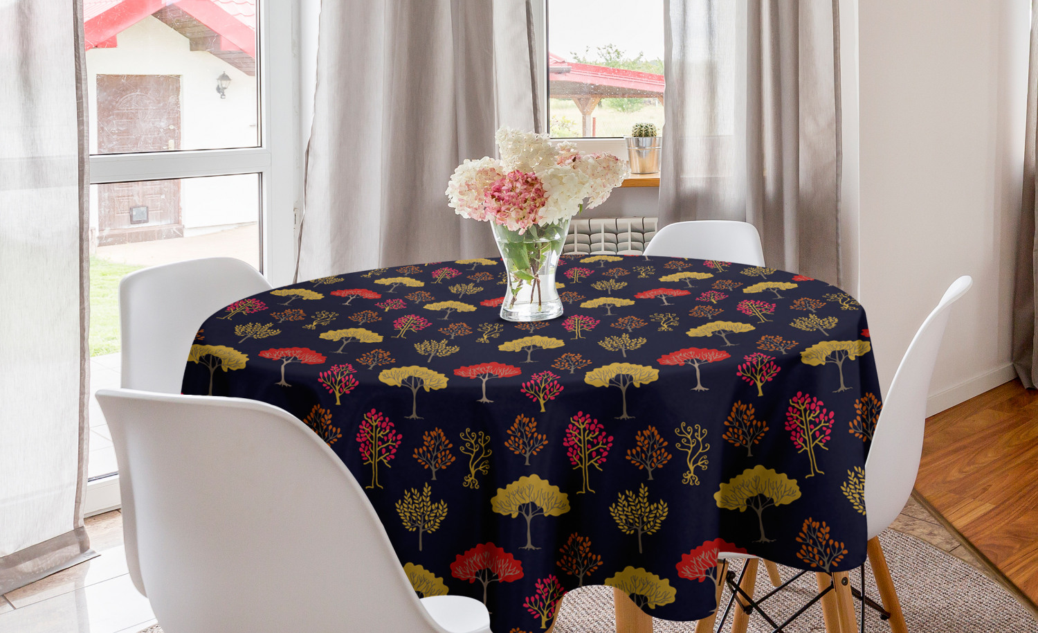 Ambesonne Nature Round Tablecloth Table Cover for Dining Room Kitchen - Picture 53 of 59