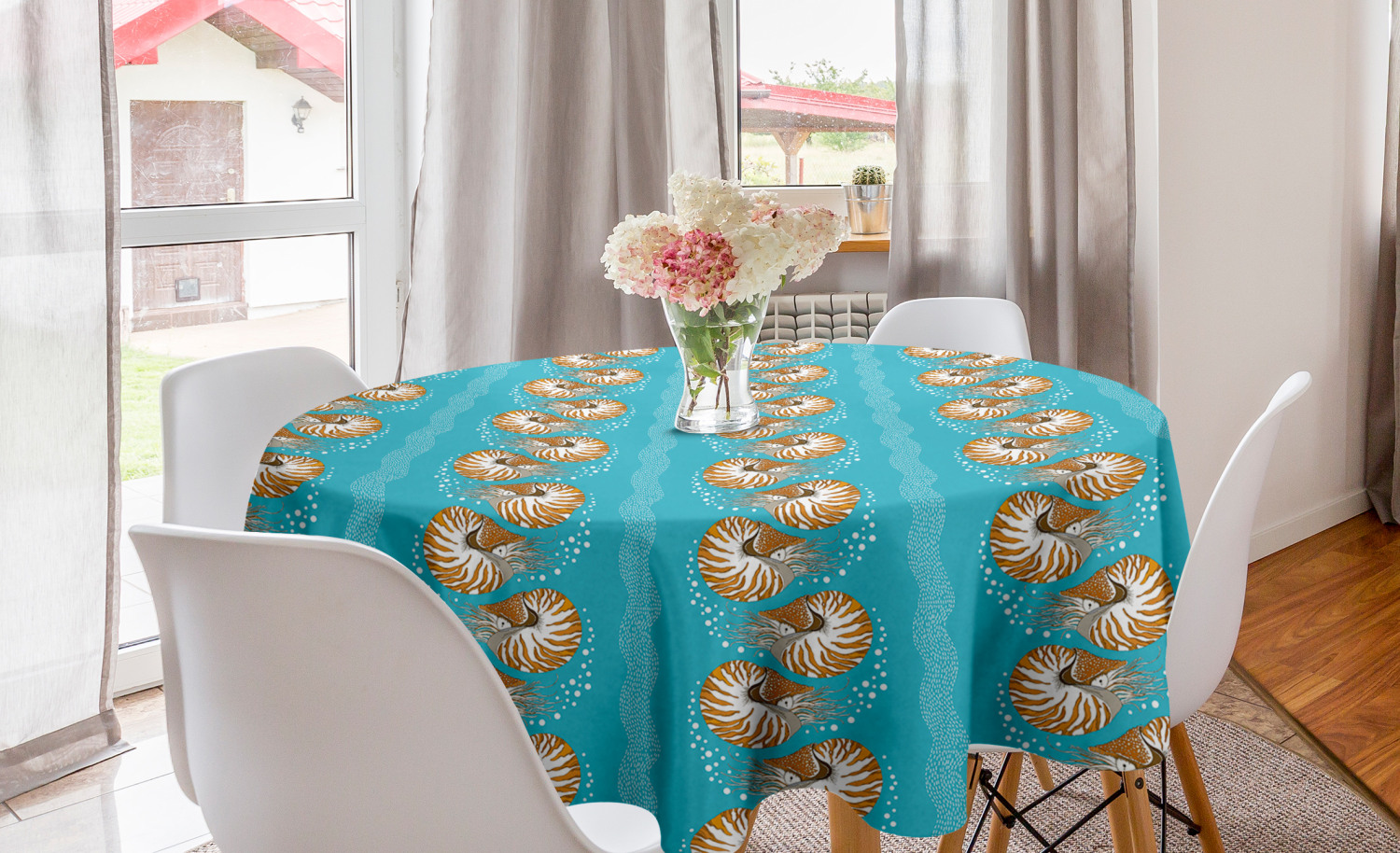 Ambesonne Underwater Round Tablecloth Table Cover for Dining Room Kitchen