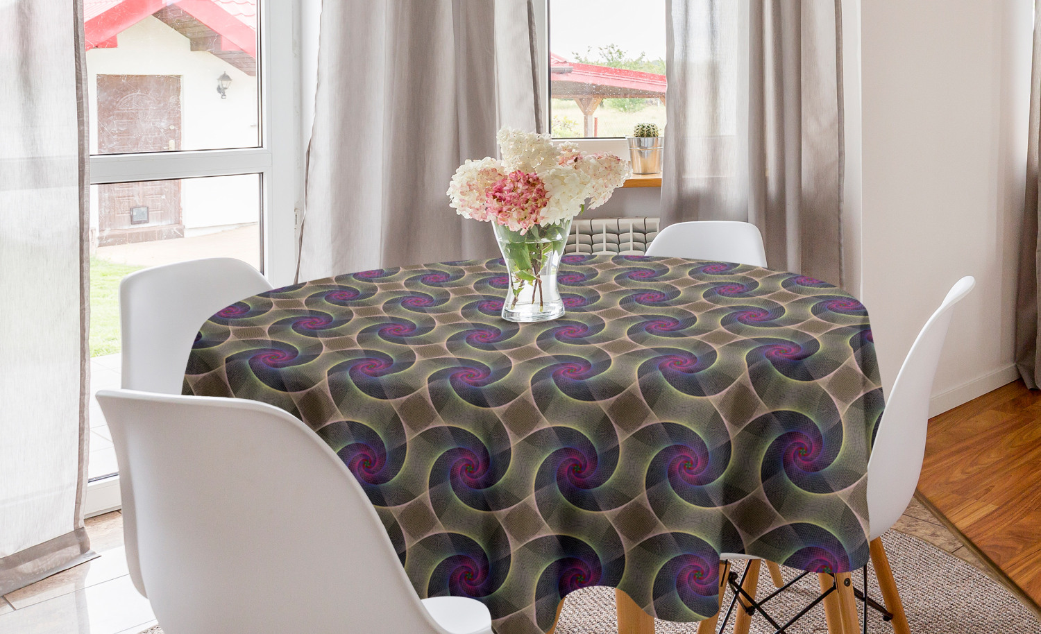 Ambesonne Abstarct Waves Round Tablecloth Table Cover for Dining Room Kitchen