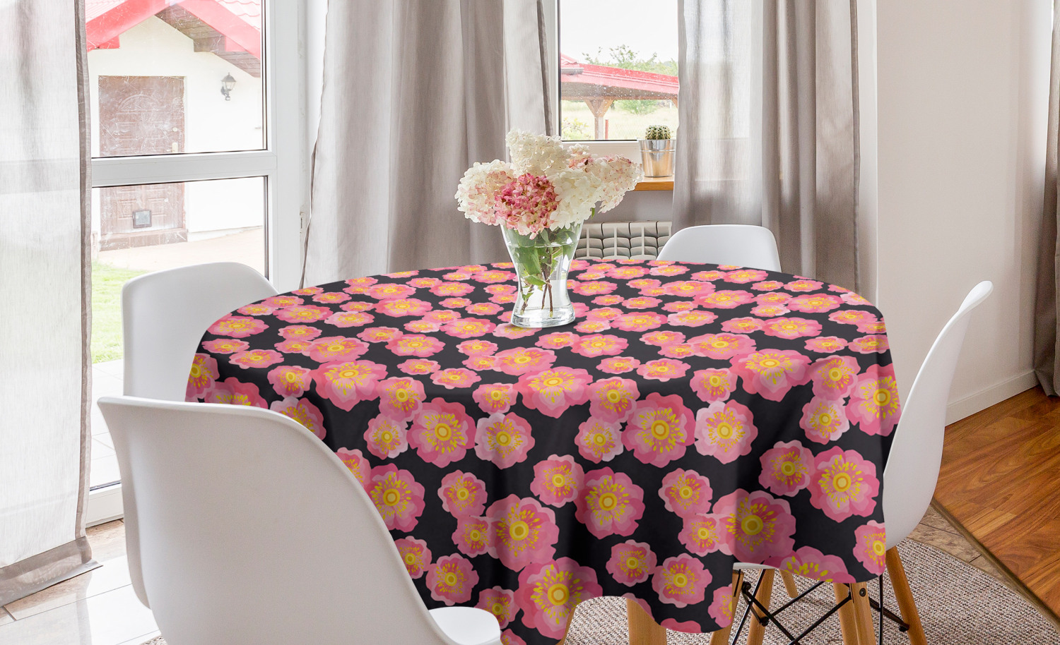 Ambesonne Shabby Flora Round Tablecloth Table Cover for Dining Room Kitchen