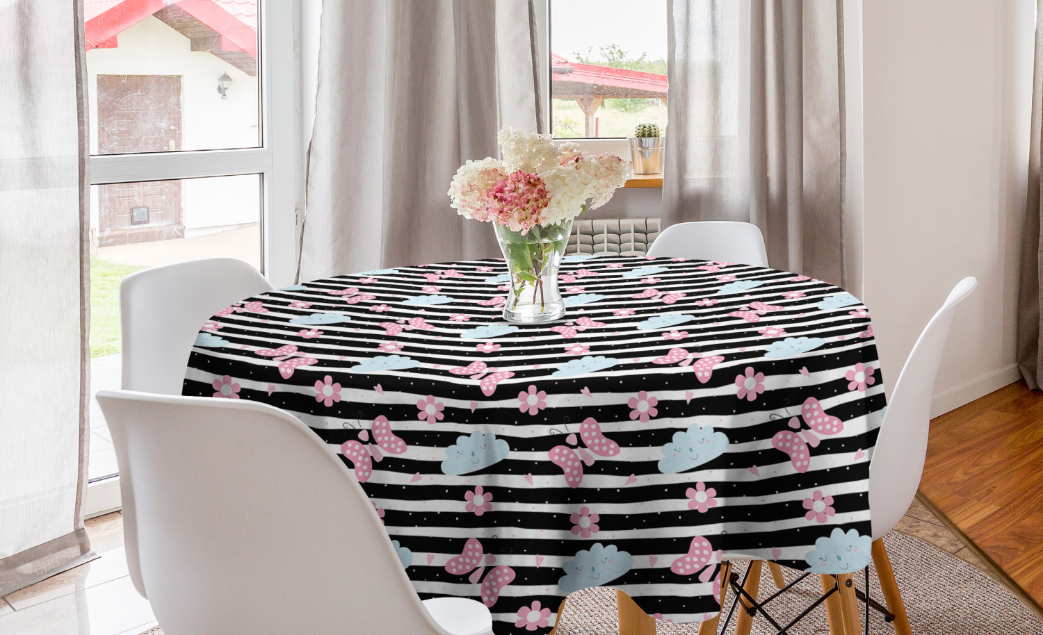 Ambesonne Nursery Print Round Tablecloth Table Cover for Dining Room Kitchen