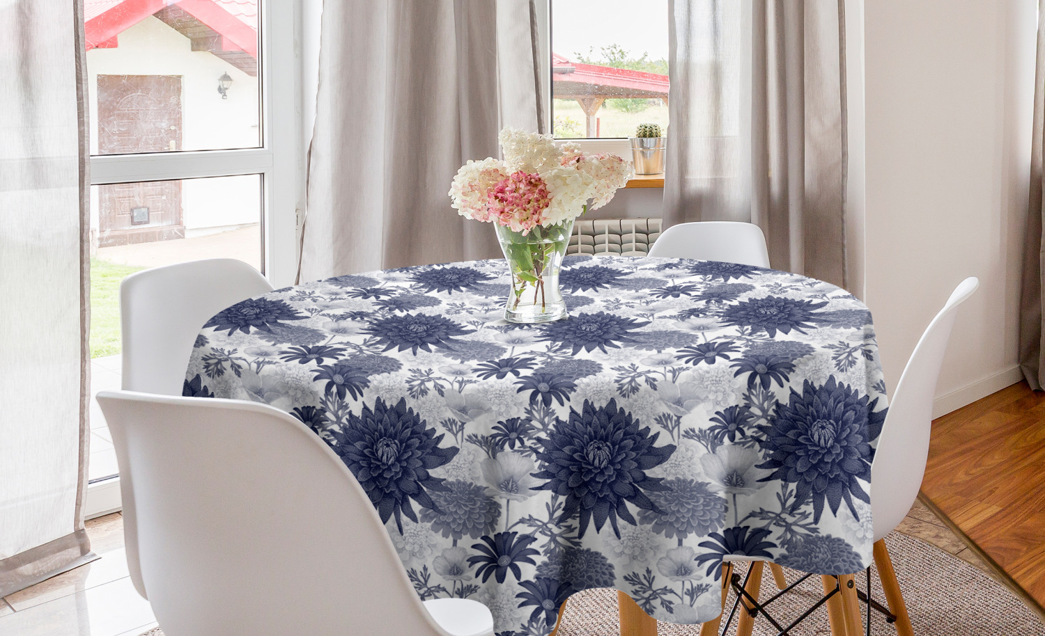 Ambesonne Vintage Details Round Tablecloth Table Cover for Dining Room Kitchen