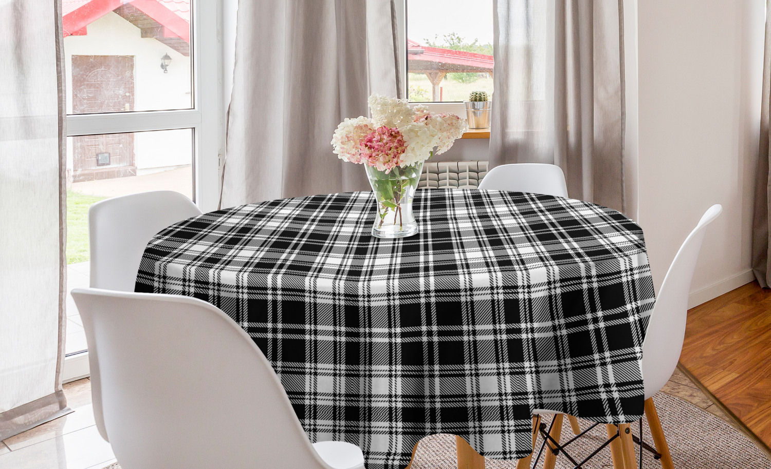 Ambesonne Abstract Bloom Round Tablecloth Table Cover for Dining Room Kitchen - Picture 7 of 63