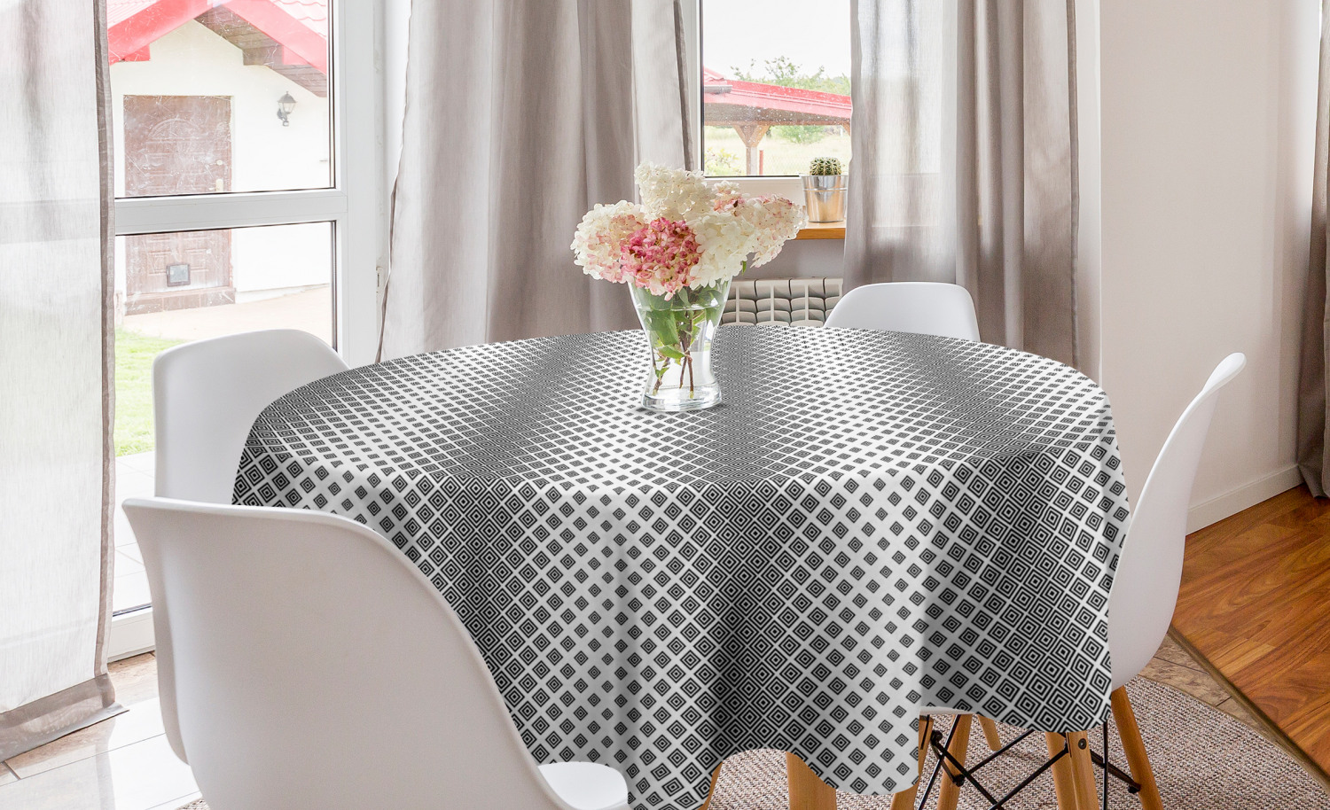 Ambesonne Abstract Bloom Round Tablecloth Table Cover for Dining Room Kitchen - Picture 47 of 63