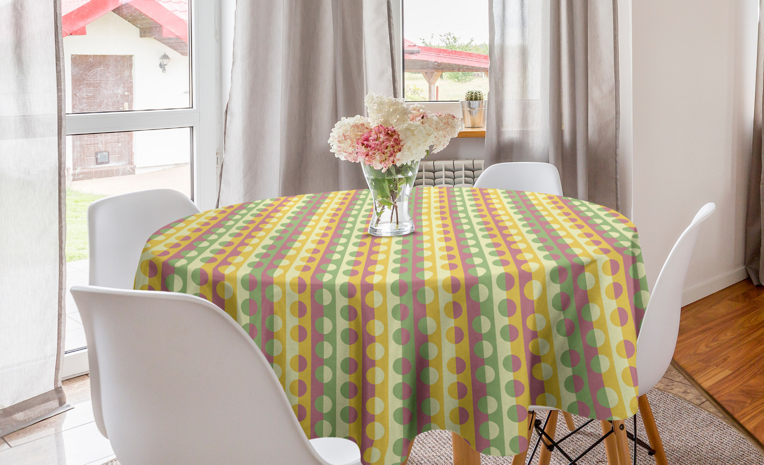 Ambesonne Abstract Bloom Round Tablecloth Table Cover for Dining Room Kitchen - Picture 41 of 63