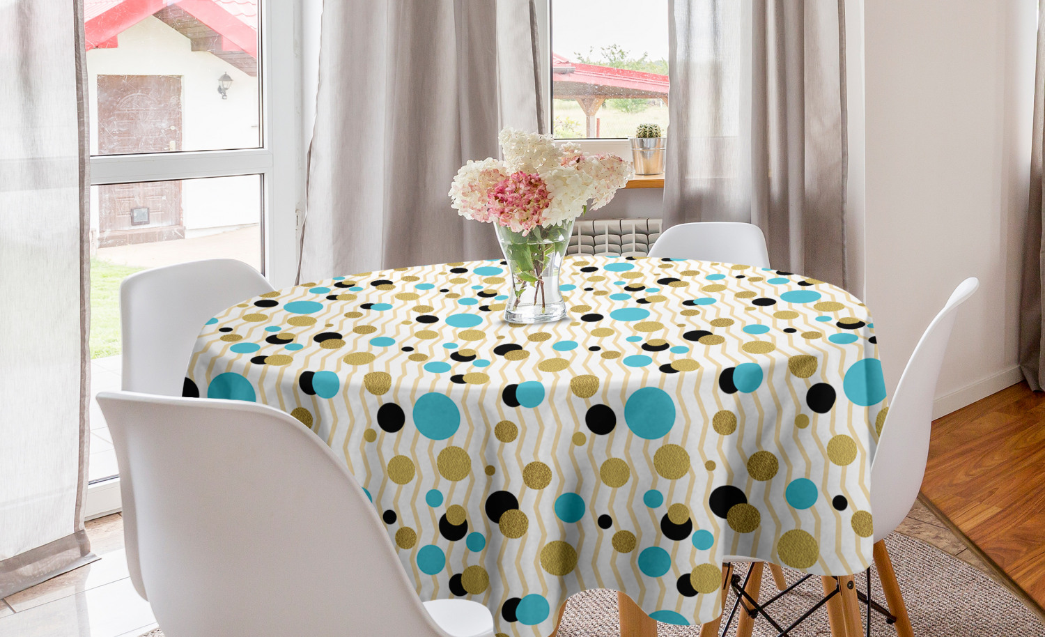 Ambesonne Abstract Bloom Round Tablecloth Table Cover for Dining Room Kitchen - Picture 58 of 63