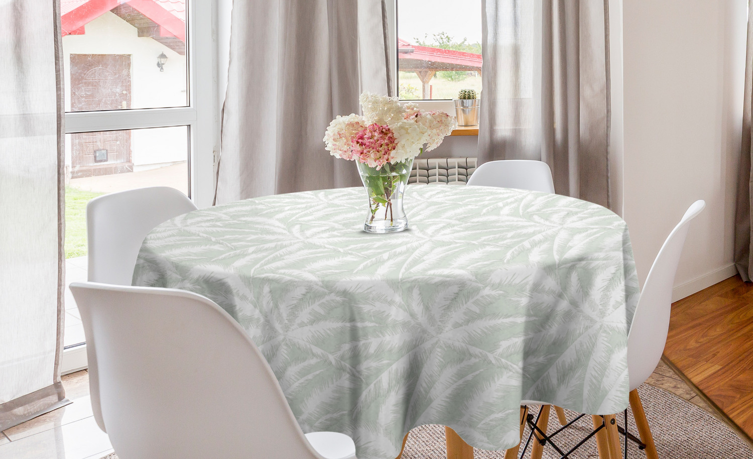 Ambesonne Abstract Bloom Round Tablecloth Table Cover for Dining Room Kitchen - Picture 45 of 63