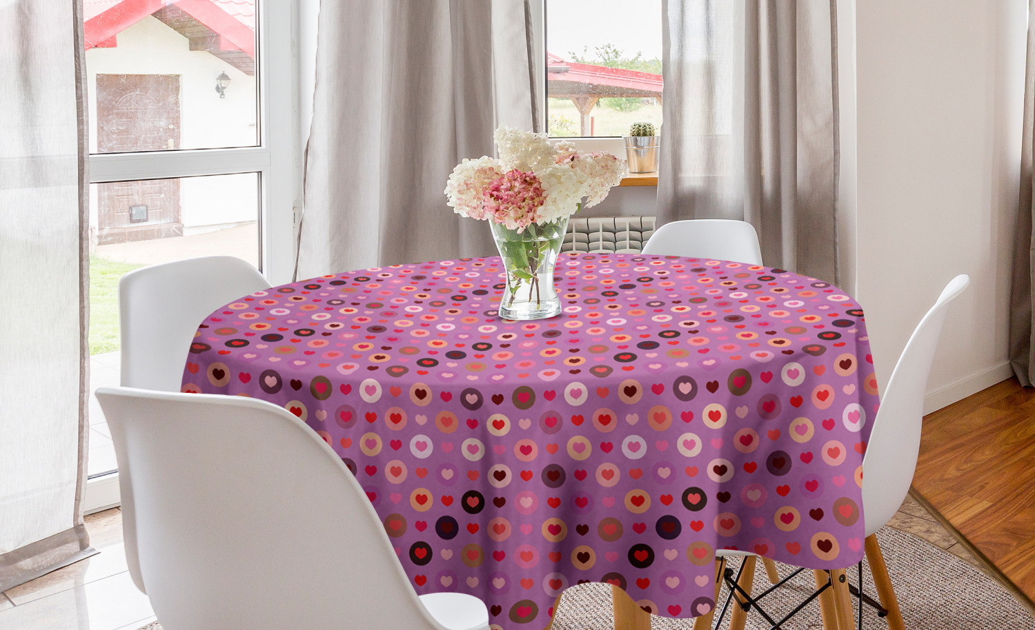 Ambesonne Abstract Bloom Round Tablecloth Table Cover for Dining Room Kitchen - Picture 59 of 63