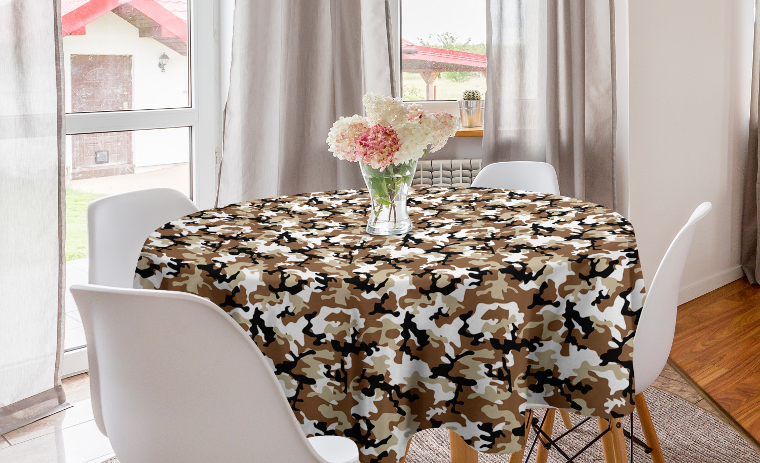 Ambesonne Abstract Bloom Round Tablecloth Table Cover for Dining Room Kitchen - Picture 9 of 63