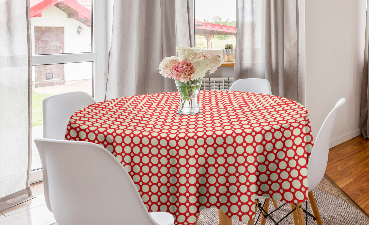 Ambesonne Vintage Details Round Tablecloth Table Cover for Dining Room Kitchen