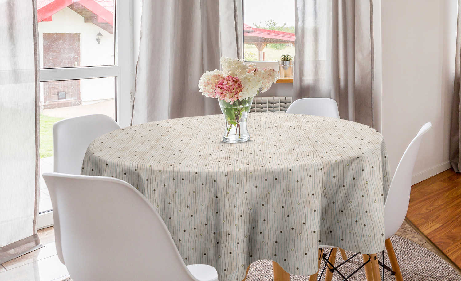 Ambesonne Abstract Bloom Round Tablecloth Table Cover for Dining Room Kitchen - Picture 49 of 63