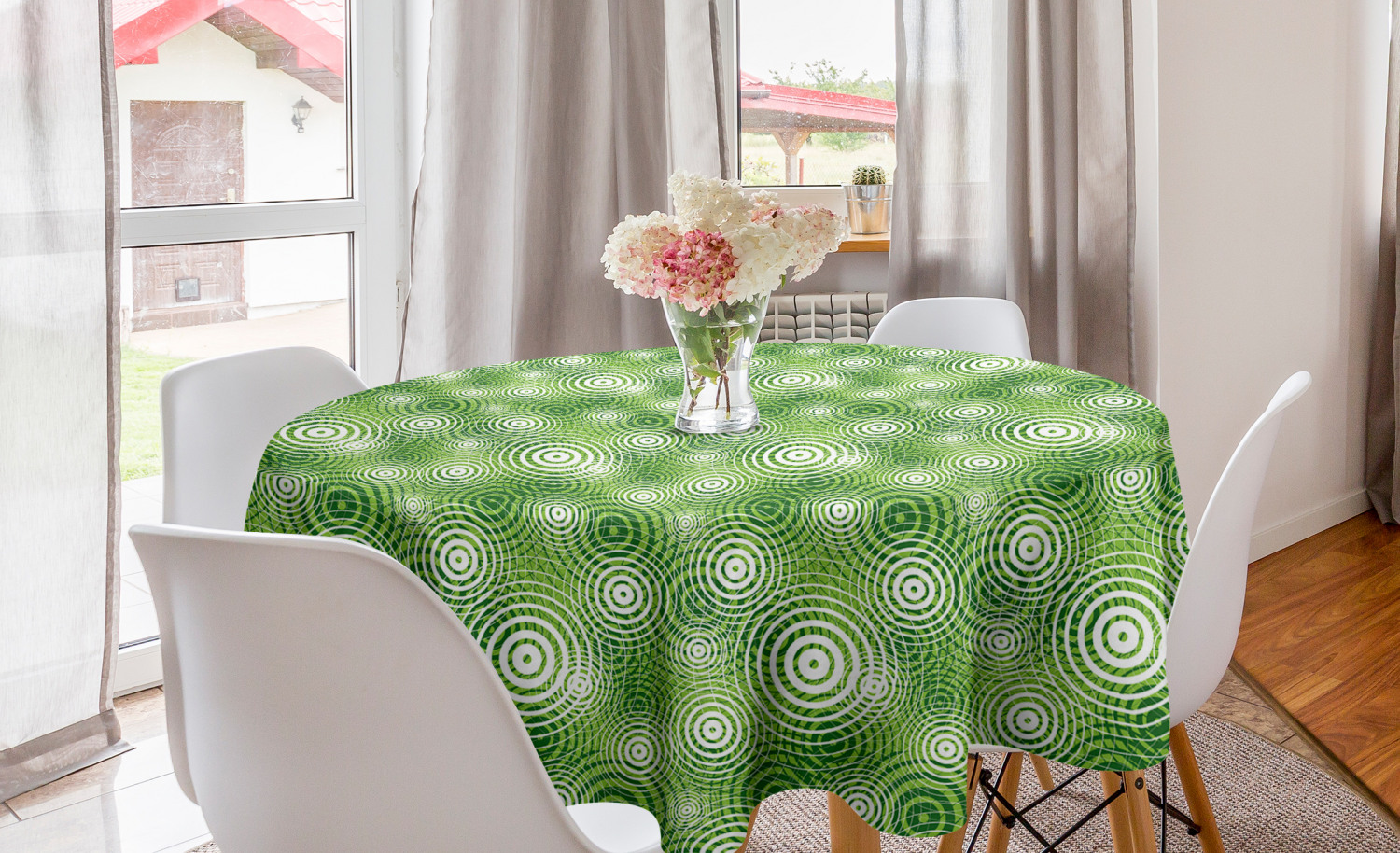 Ambesonne Abstract Bloom Round Tablecloth Table Cover for Dining Room Kitchen - Picture 11 of 63