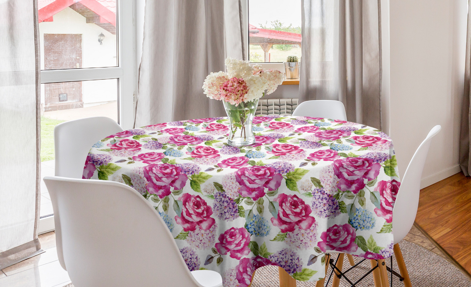 Ambesonne Abstract Bloom Round Tablecloth Table Cover for Dining Room Kitchen - Picture 63 of 63