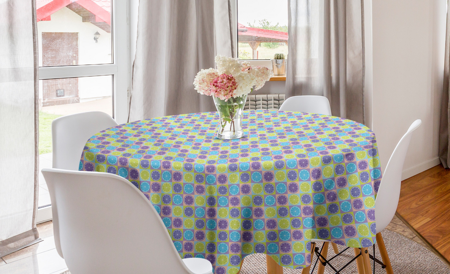 Ambesonne Abstract Bloom Round Tablecloth Table Cover for Dining Room Kitchen - Picture 33 of 63