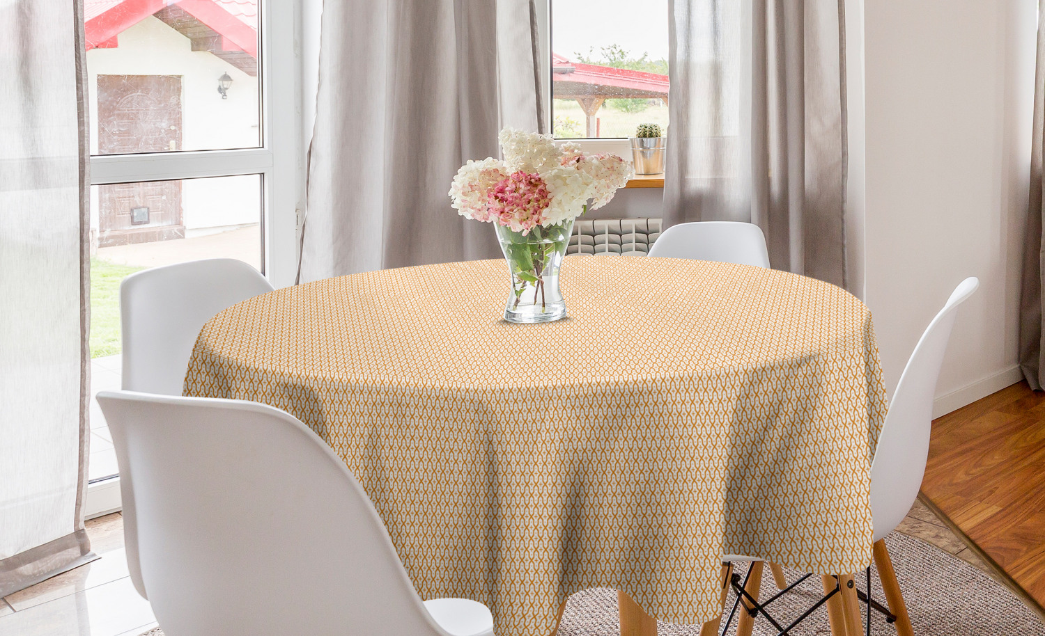 Ambesonne Abstract Bloom Round Tablecloth Table Cover for Dining Room Kitchen - Picture 44 of 63