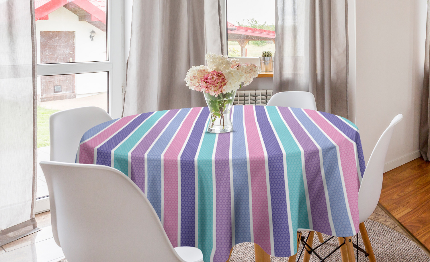 Ambesonne Abstract Bloom Round Tablecloth Table Cover for Dining Room Kitchen - Picture 38 of 63