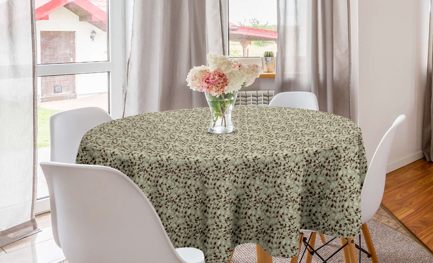 Ambesonne Abstract Bloom Round Tablecloth Table Cover for Dining Room Kitchen - Picture 21 of 63