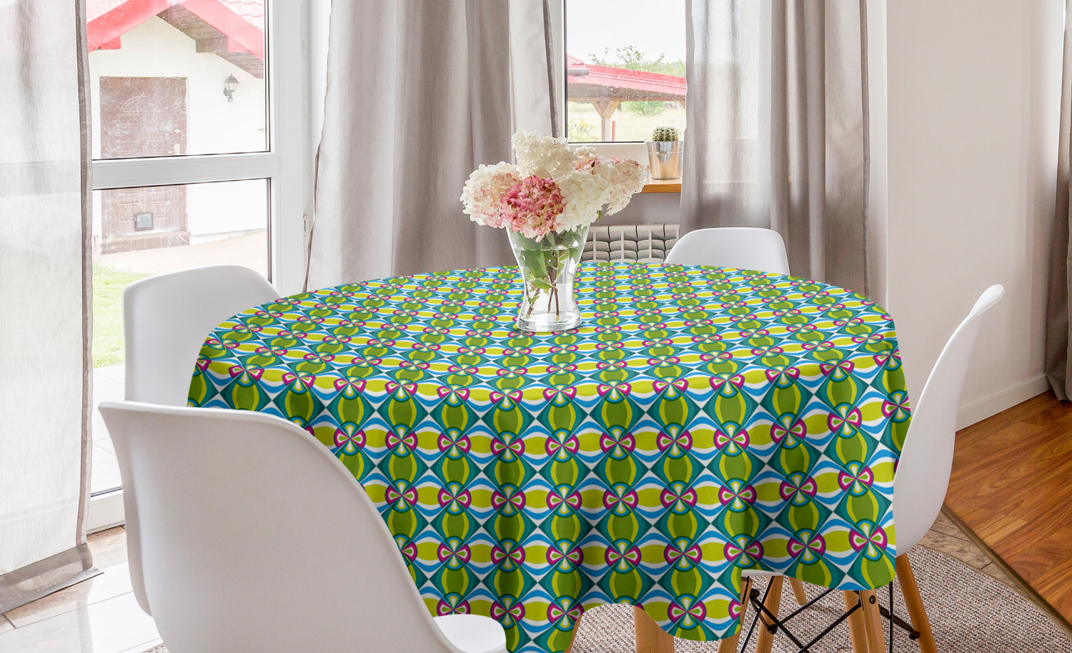 Ambesonne Abstract Bloom Round Tablecloth Table Cover for Dining Room Kitchen - Picture 20 of 63