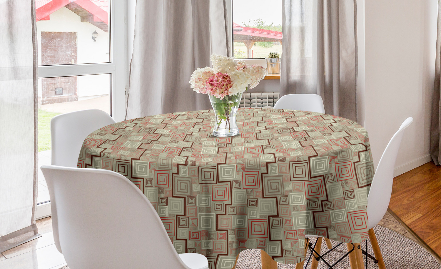Ambesonne Abstract Bloom Round Tablecloth Table Cover for Dining Room Kitchen - Picture 48 of 63