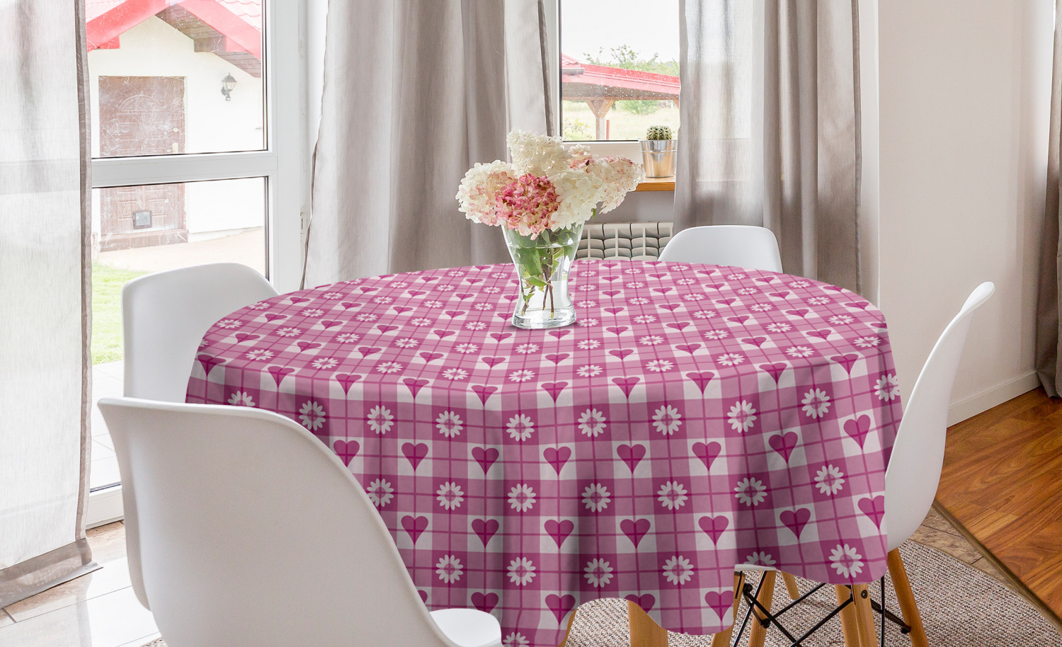Ambesonne Abstract Bloom Round Tablecloth Table Cover for Dining Room Kitchen - Picture 31 of 63