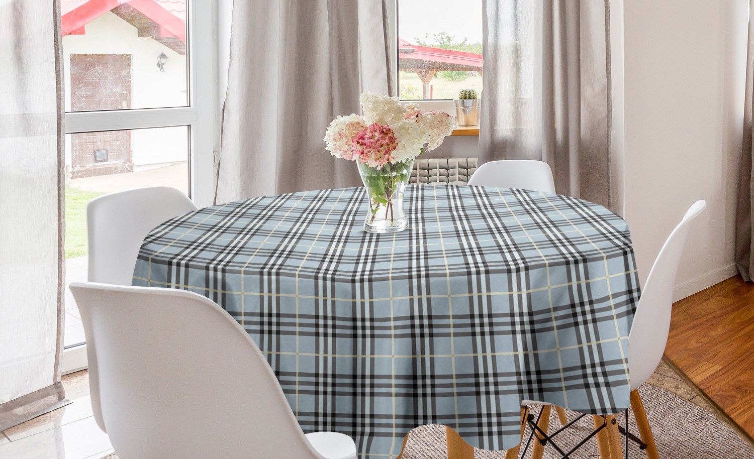Ambesonne Abstract Bloom Round Tablecloth Table Cover for Dining Room Kitchen - Picture 50 of 63
