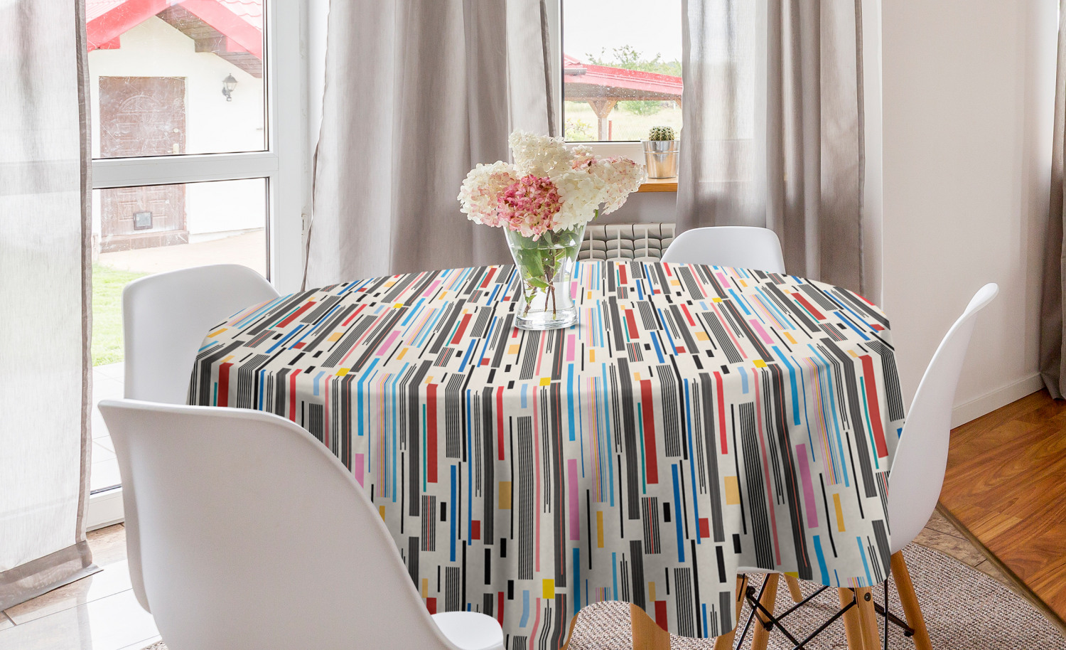 Ambesonne Abstract Bloom Round Tablecloth Table Cover for Dining Room Kitchen - Picture 60 of 63
