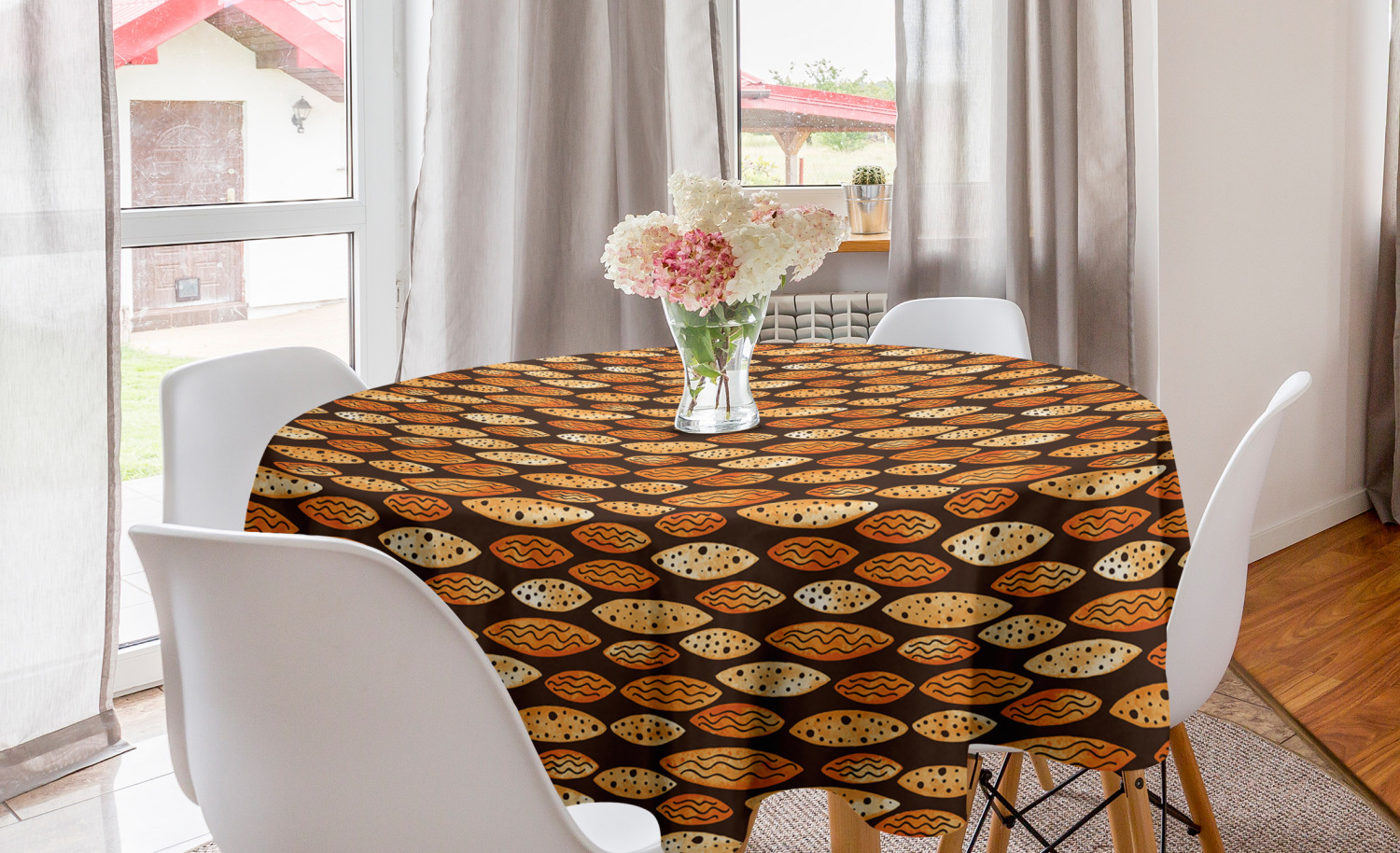 Ambesonne Abstract Bloom Round Tablecloth Table Cover for Dining Room Kitchen - Picture 46 of 63