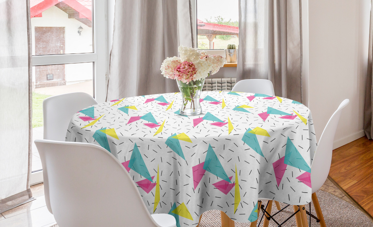 Ambesonne Abstract Bloom Round Tablecloth Table Cover for Dining Room Kitchen - Picture 34 of 63