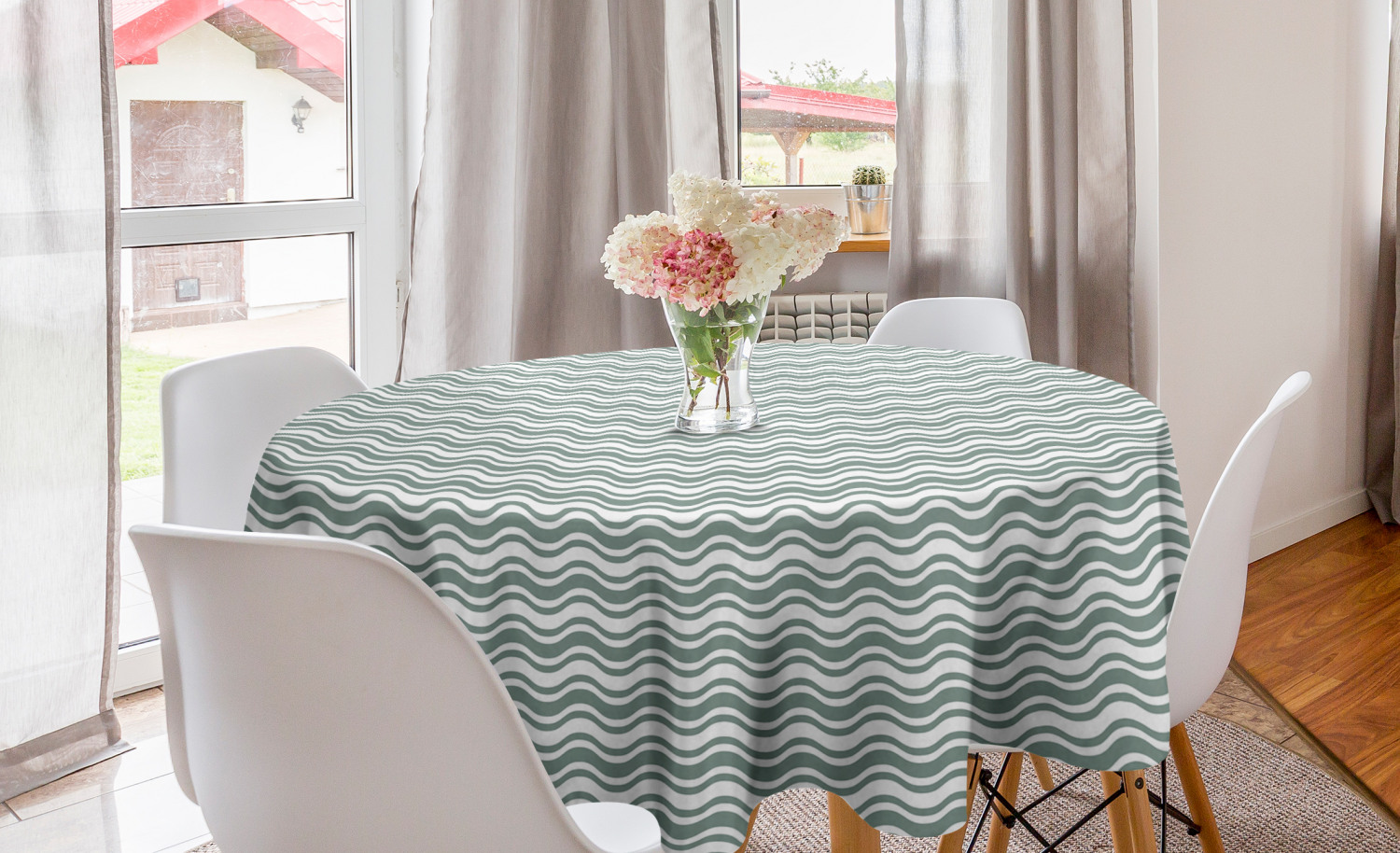 Ambesonne Abstract Bloom Round Tablecloth Table Cover for Dining Room Kitchen - Picture 17 of 63