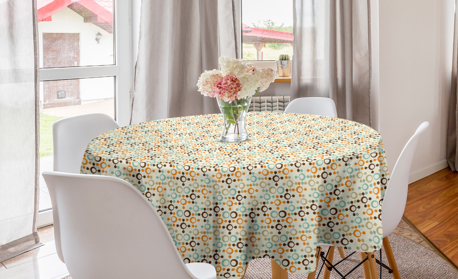 Ambesonne Abstract Bloom Round Tablecloth Table Cover for Dining Room Kitchen - Picture 25 of 63