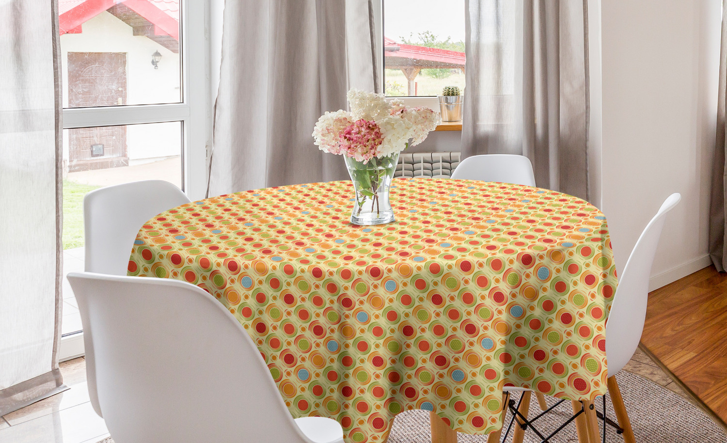 Ambesonne Abstract Bloom Round Tablecloth Table Cover for Dining Room Kitchen - Picture 14 of 63