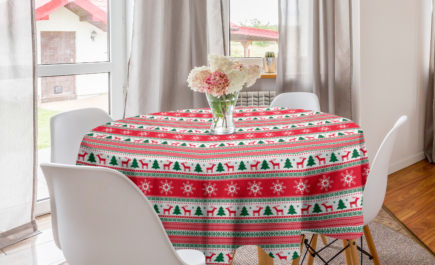 Ambesonne Christmas Round Tablecloth Table Cover for Dining Room Kitchen