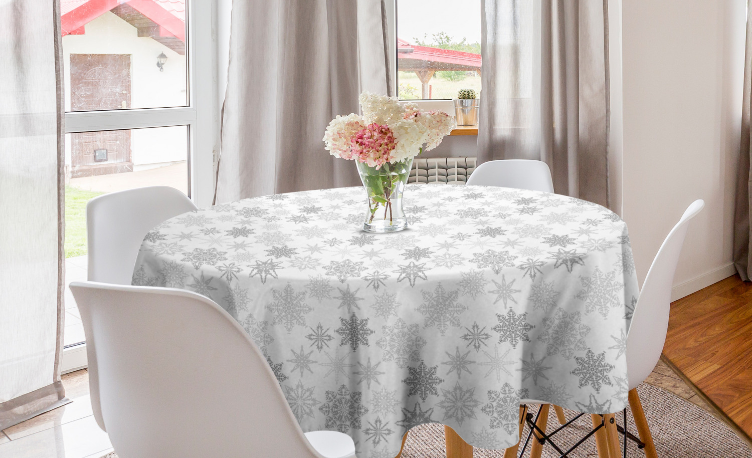 Ambesonne Winter Round Tablecloth Table Cover for Dining Room Kitchen