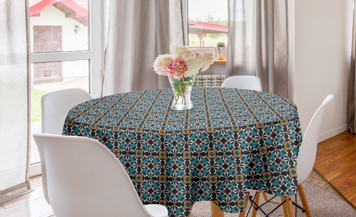 Ambesonne Retro Scenes Round Tablecloth Table Cover for Dining Room Kitchen
