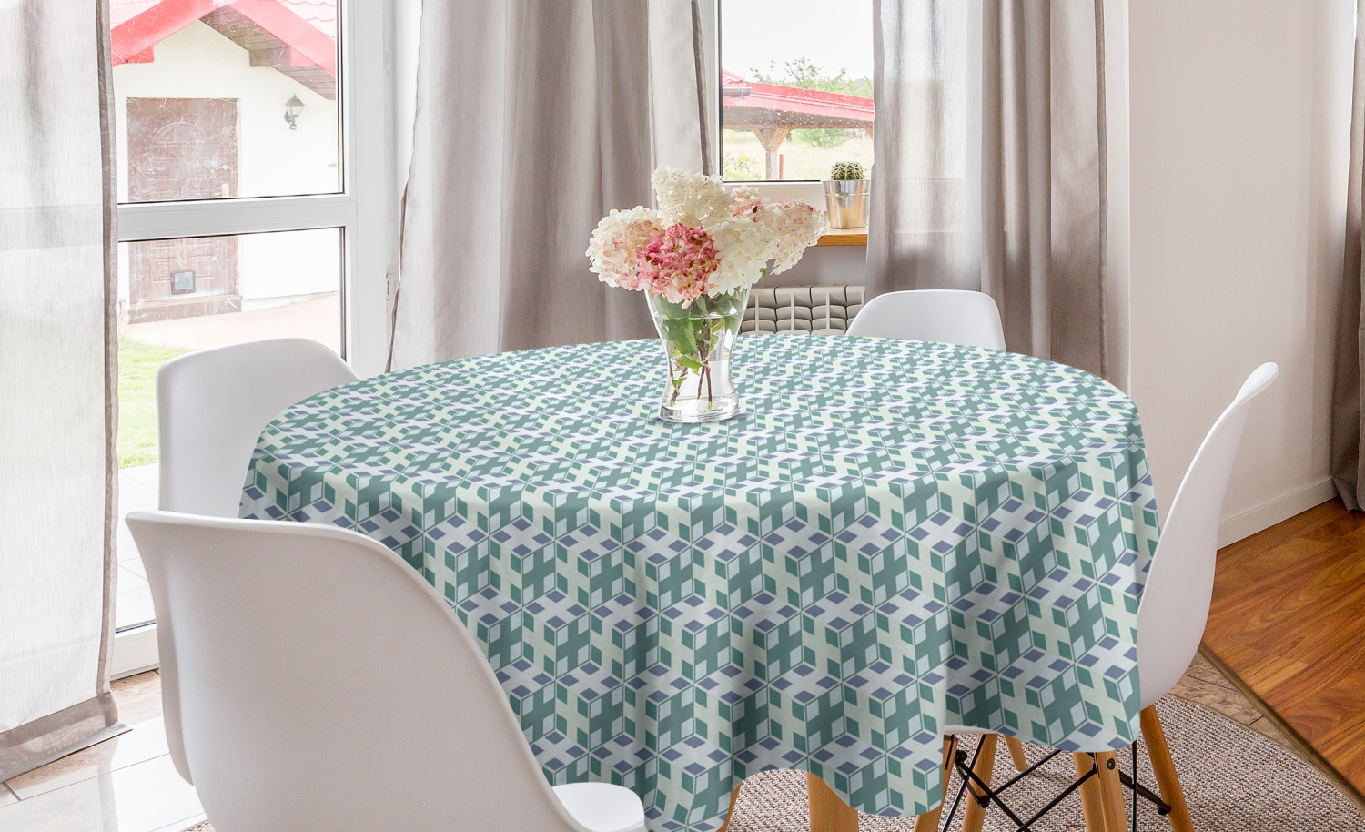 Ambesonne Chevron Round Tablecloth Table Cover for Dining Room Kitchen