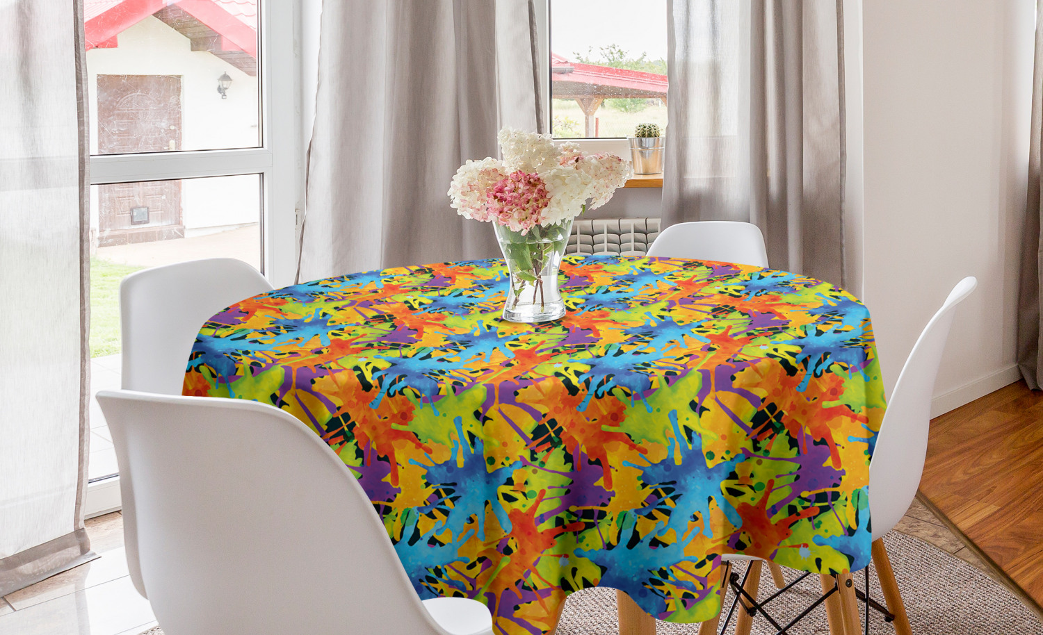 Ambesonne Abstract Pastel Round Tablecloth Table Cover for Dining Room Kitchen